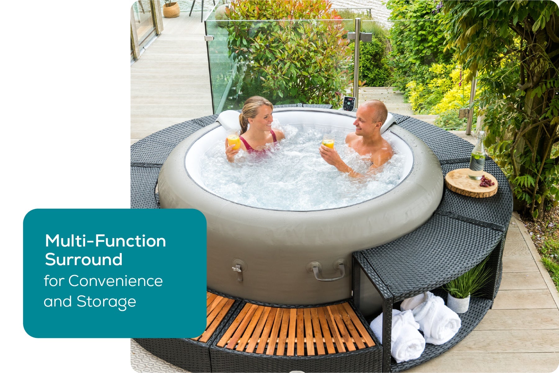 Round Rattan Hot Tub Surround 180cm Black
